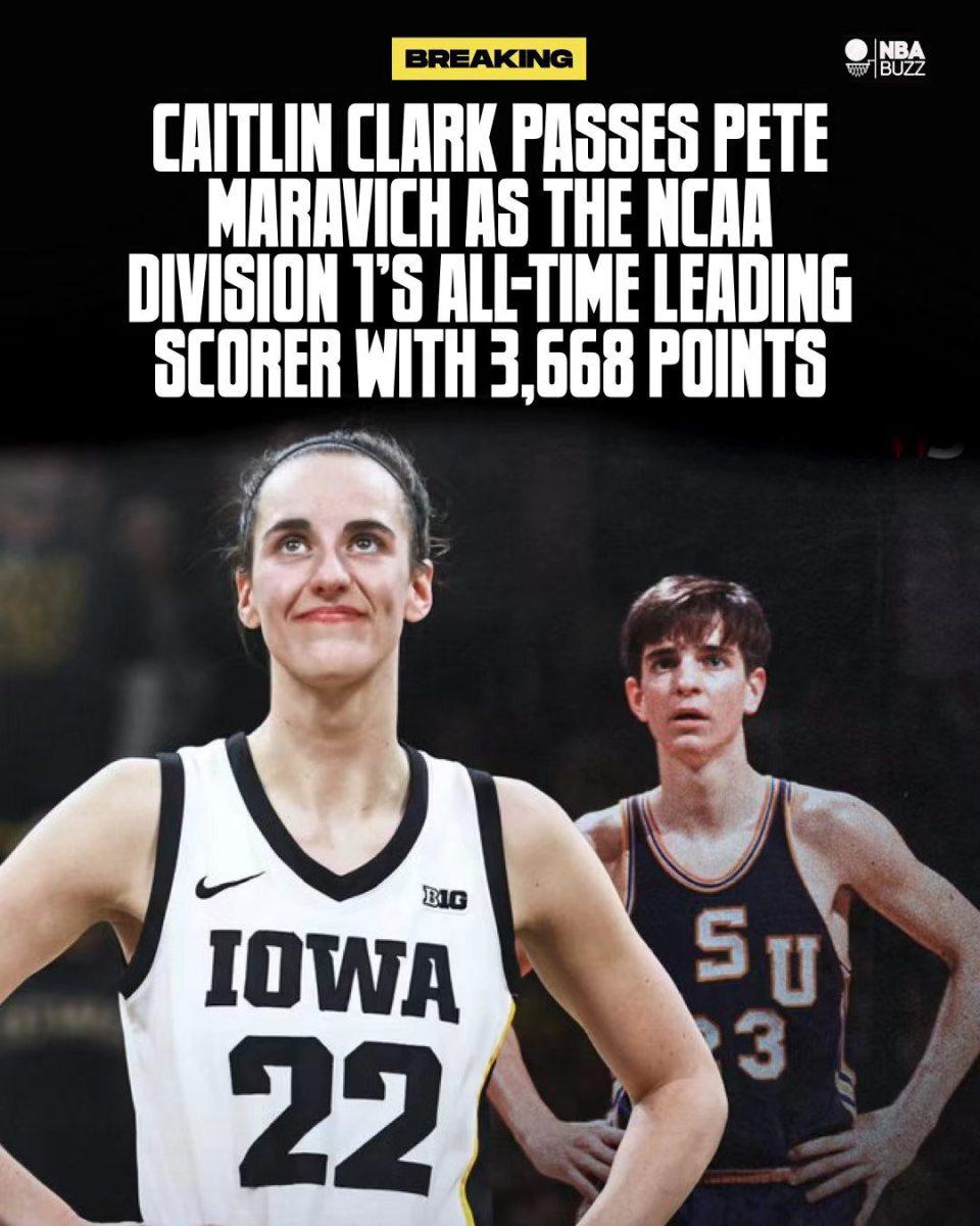 她也是历史第一！克拉克超越马拉维奇：正式成为NCAA男女篮得分王(6)