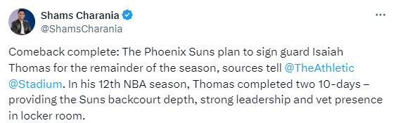 小托马斯将与太阳签约至赛季结束：重返NBA后4战出战14分钟仅5分(2)