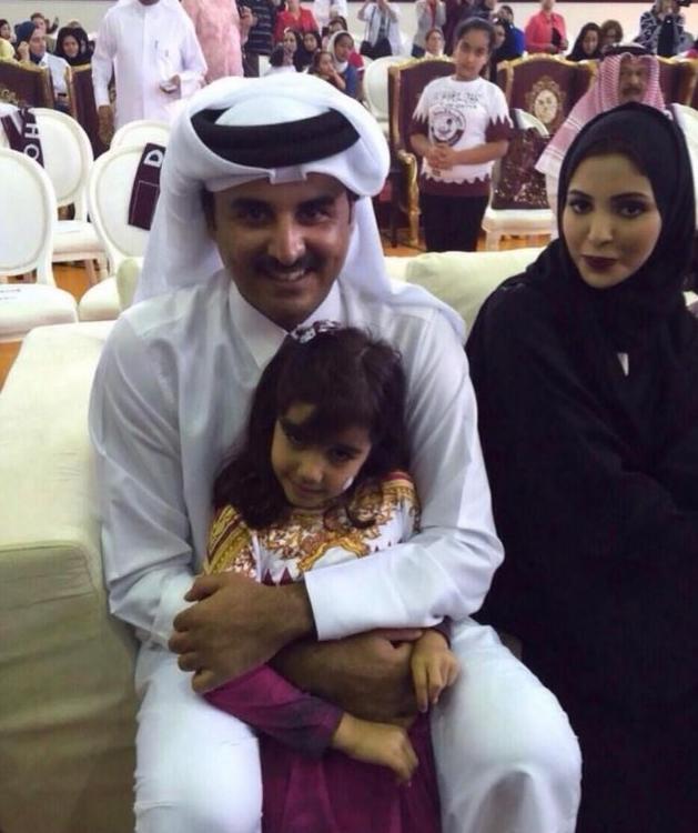 卡塔尔埃米尔的二房老婆！带着小公主看世界杯，长得确实温婉可人(1)
