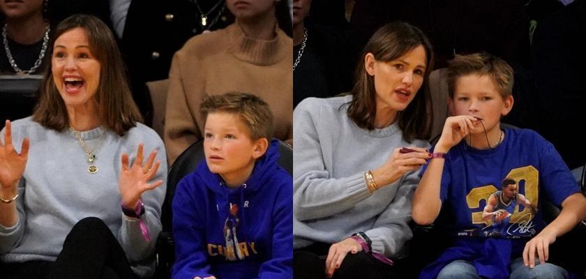 本·阿弗莱克11岁的小儿子曝光！与老妈现身NBA球场酷帅模样超像爸(4)