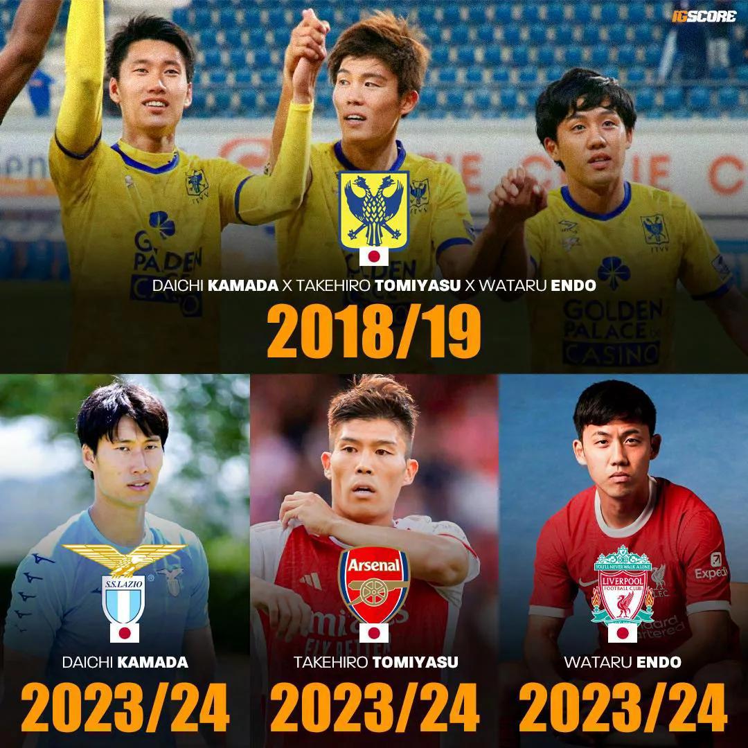 足球小将成为现实，日本三名球员从比甲踢到了五大联赛！

曾经在比甲圣图尔登效力的(1)