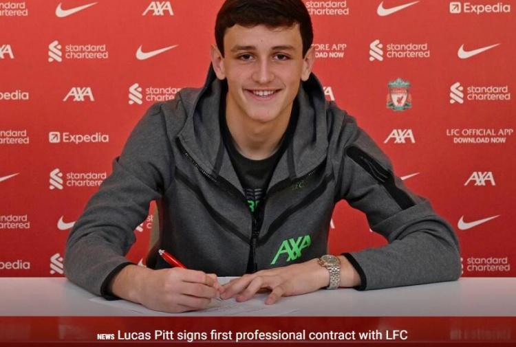 官方：利物浦与17岁后卫卢卡斯-皮特签下首份职业合同