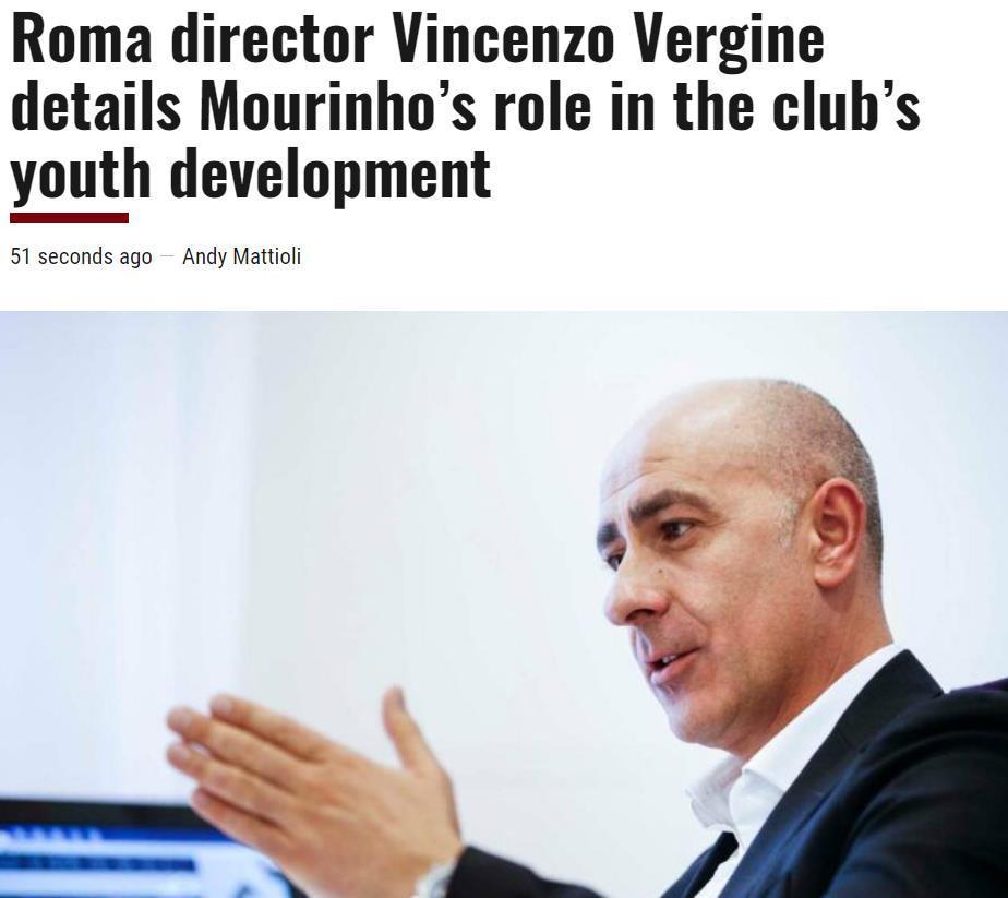 罗马青训负责人：这么多年来 穆里尼奥是第一个真正关注年轻球员的教练(1)
