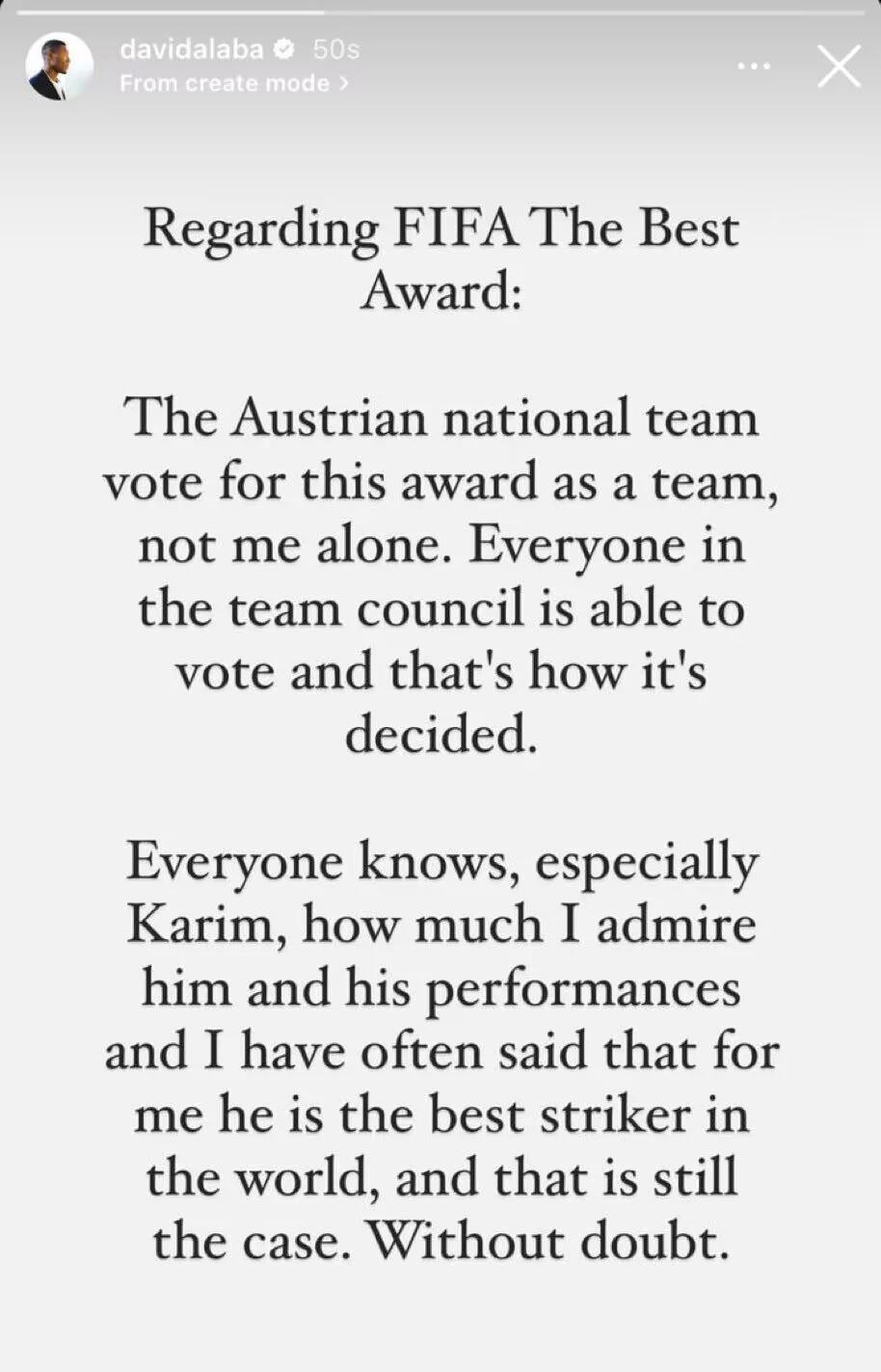 阿拉巴回应FIFA最佳首选梅西：奥地利是作为一个团队进行投票阿拉巴FIFA最佳投(1)
