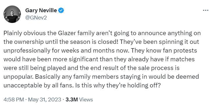 格雷泽再次拖延出售曼联，担心球迷搞事情，足总杯决赛或延期