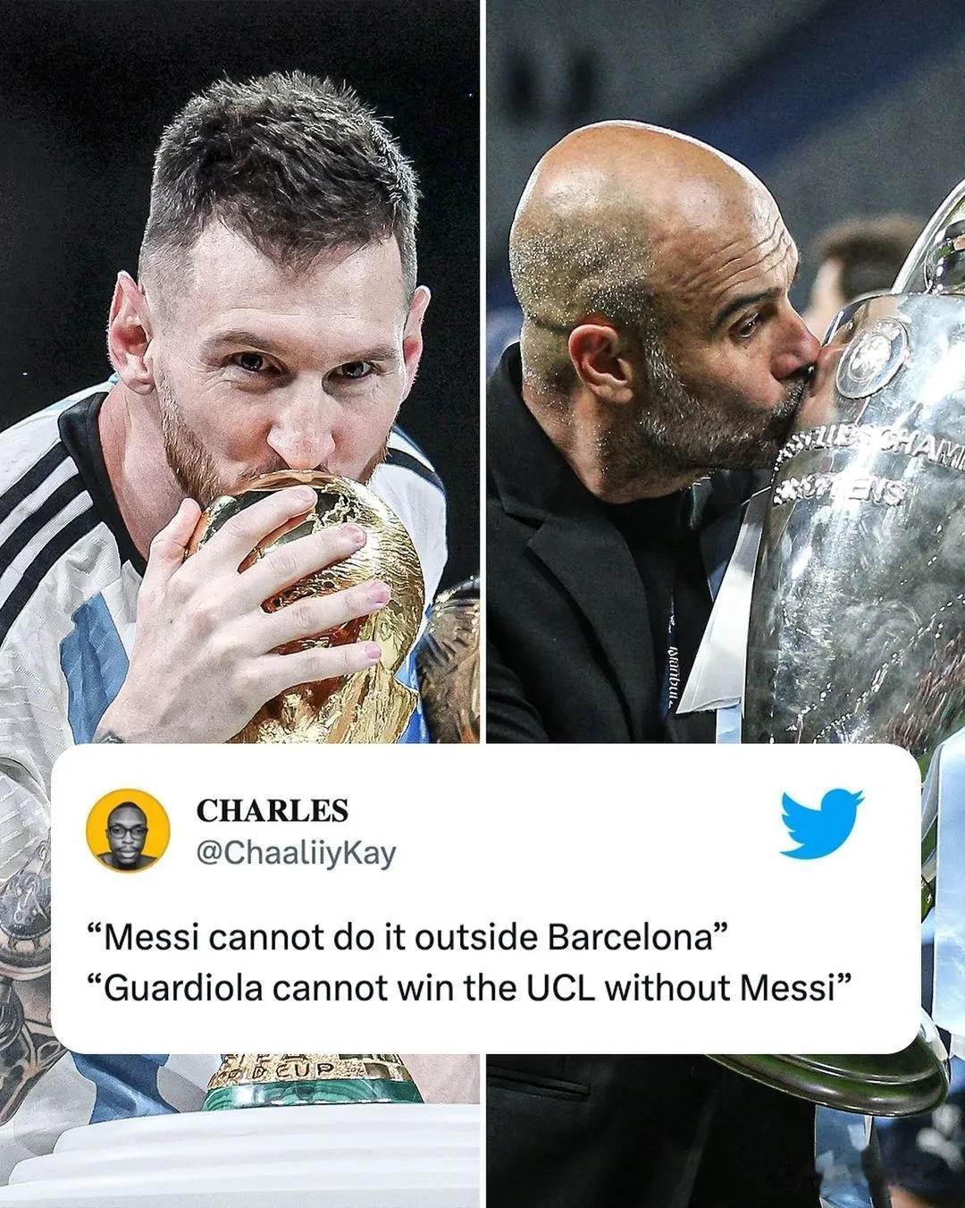 在国外社交媒体上，曾经有两个非常盛行的论述：
1、梅西不会离开巴塞罗那。
2、瓜
