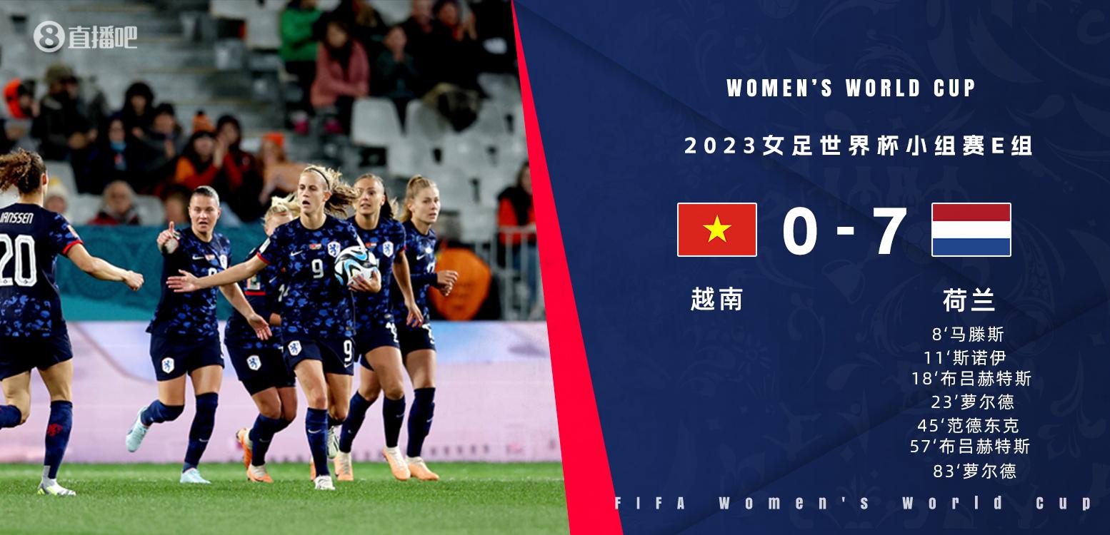女足世界杯-布吕赫特斯双响+世界波 荷兰女足7-0越南女足头名出线