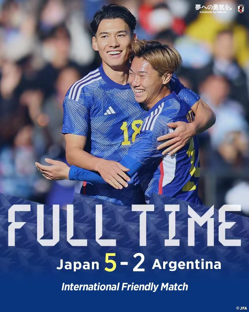 U23友谊赛，日本5-2大胜阿根廷，输得小马哥一脸生无可恋