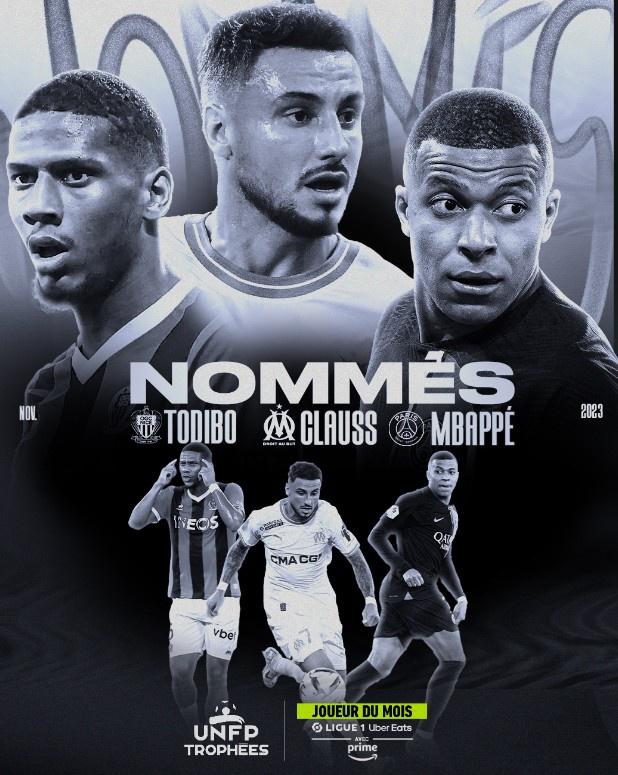 法甲11月最佳球员候选：姆巴佩、克劳斯、托迪博(1)